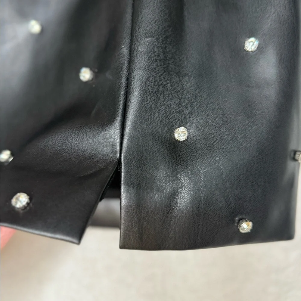 Black Mini Skirt with Bedazzled Accents - Picture 2 of 5